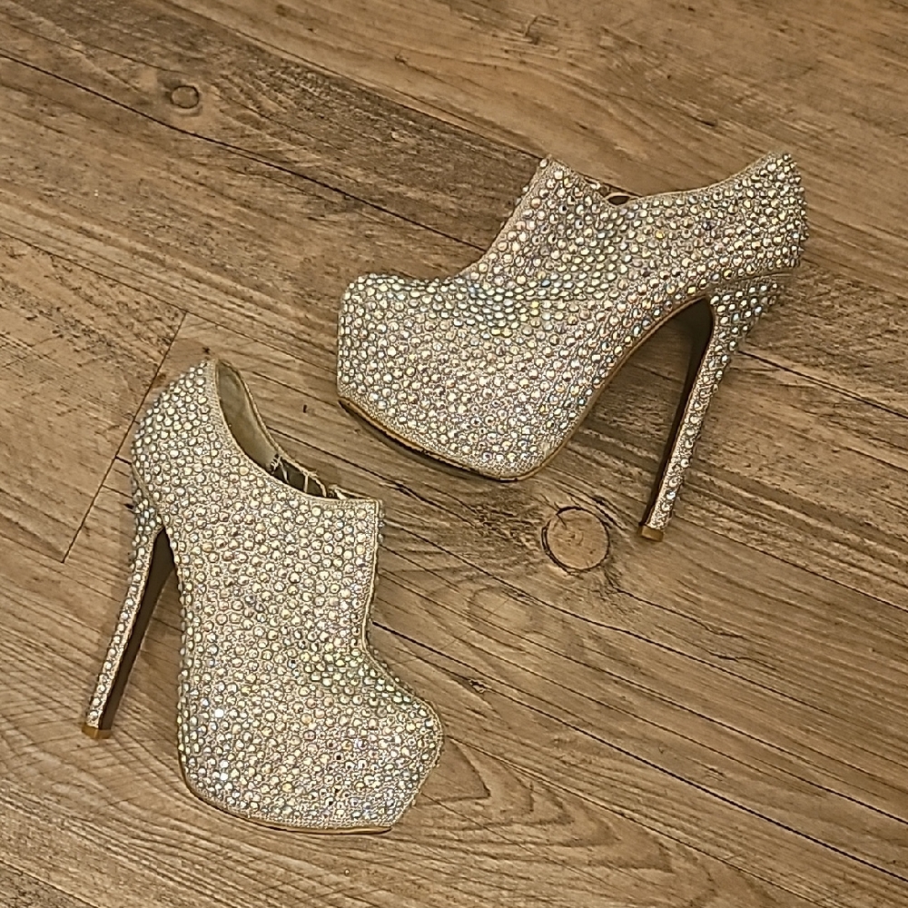 Sparkling Rhinestone Platform 6 Inch Ankle Booties